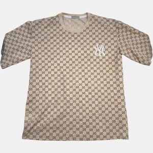 Unbranded NY Yankees Monogram T-Shirt Mens XL Streetwear Tan Brown
